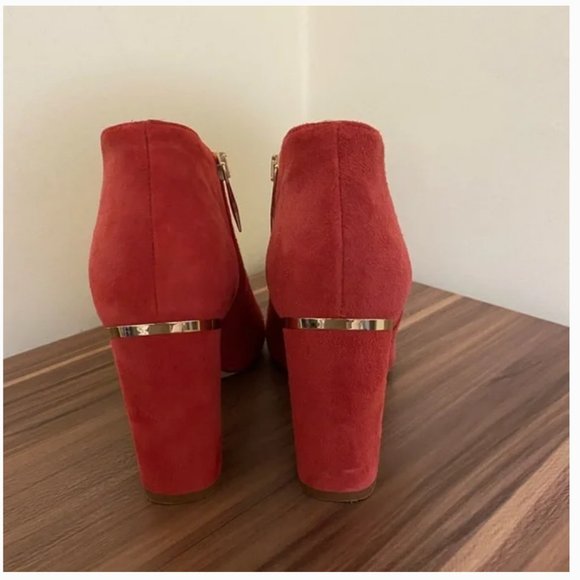 Kate Spade darota red suede ankle bootie boots heels size 6.5 nwot - Picture 4 of 5